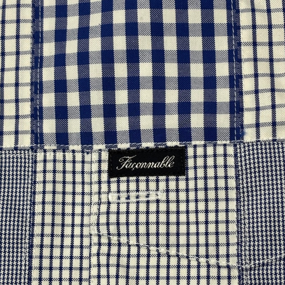 Faconnable Patchwork Check Button Down Shirt Men … - image 7